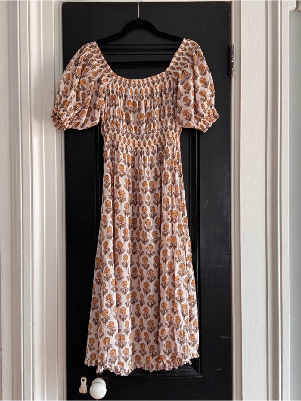 Eddy Rosie Midi Nightgown Floral Puff Sleeve Midi Dress S